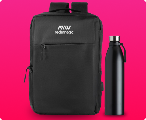 Imagem de brindes sacola e garrafa